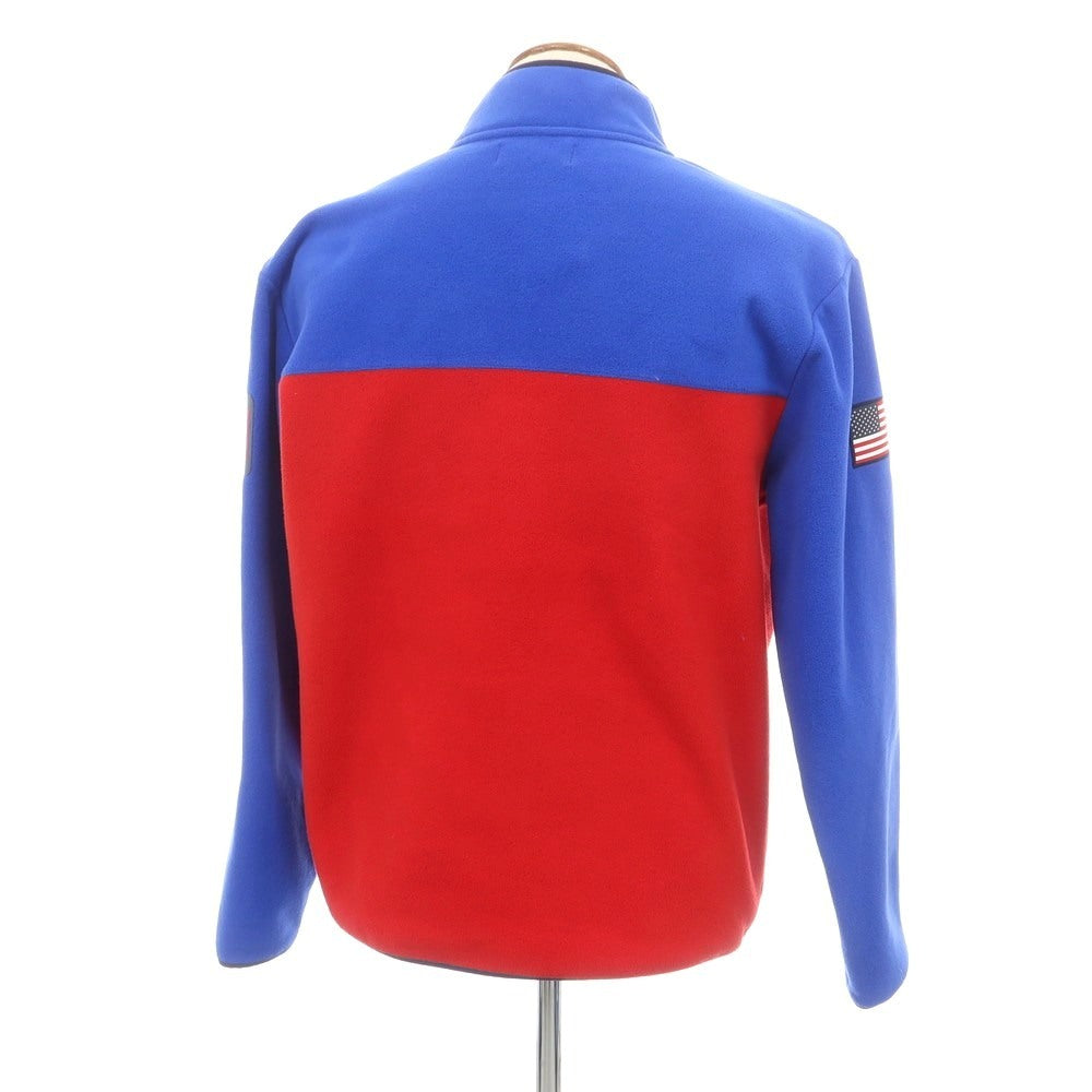【中古】ポロ ラルフローレン Polo Ralph Lauren ポリエステル ハーフスナップ フリースジャケット ブルーxレッド【 M 】【 状態ランクB 】【 メンズ 】