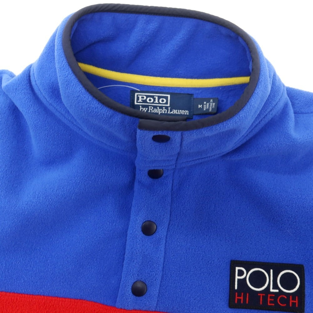 【中古】ポロ ラルフローレン Polo Ralph Lauren ポリエステル ハーフスナップ フリースジャケット ブルーxレッド【 M 】【 状態ランクB 】【 メンズ 】