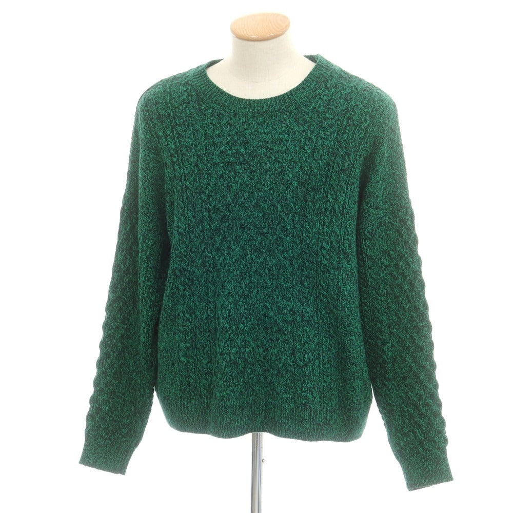 【中古】トップマン TOPMAN ミドルゲージ アクリル クルーネックニット グリーンxブラック【 M 】【 状態ランクB 】【 メンズ 】