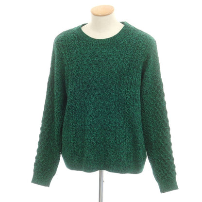 【中古】トップマン TOPMAN ミドルゲージ アクリル クルーネックニット グリーンxブラック【 M 】【 状態ランクB 】【 メンズ 】