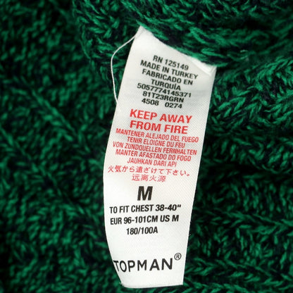 【中古】トップマン TOPMAN ミドルゲージ アクリル クルーネックニット グリーンxブラック【 M 】【 状態ランクB 】【 メンズ 】