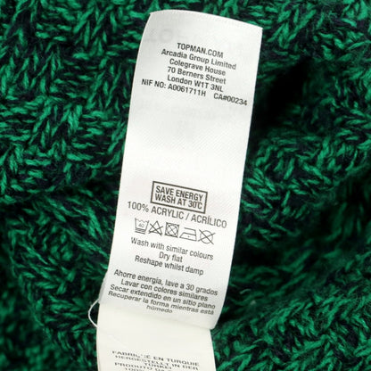 【中古】トップマン TOPMAN ミドルゲージ アクリル クルーネックニット グリーンxブラック【 M 】【 状態ランクB 】【 メンズ 】