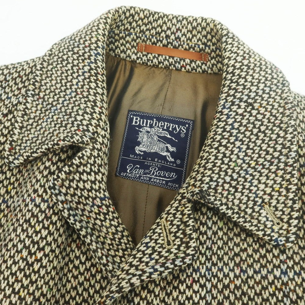 【中古】バーバリーズ Burberrys ウール ステンカラーコート ホワイトxブラック【 36 】【 状態ランクC 】【 メンズ 】