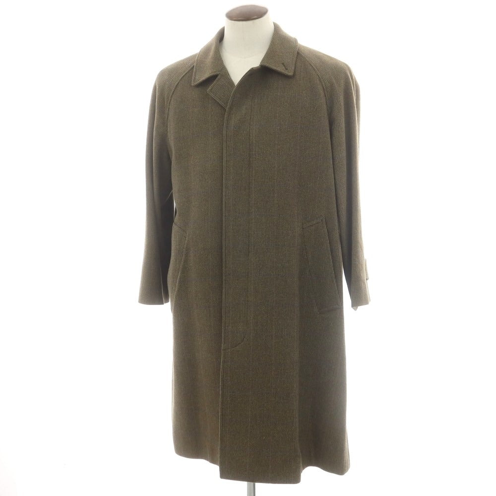 【中古】バタクハウスカット batak house cut ウール チェック ステンカラーコート グリーンxネイビー【 表記なし（L位） 】【 状態ランクB 】【 メンズ 】