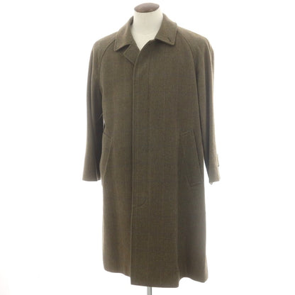 【中古】バタクハウスカット batak house cut ウール チェック ステンカラーコート グリーンxネイビー【 表記なし（L位） 】【 状態ランクB 】【 メンズ 】