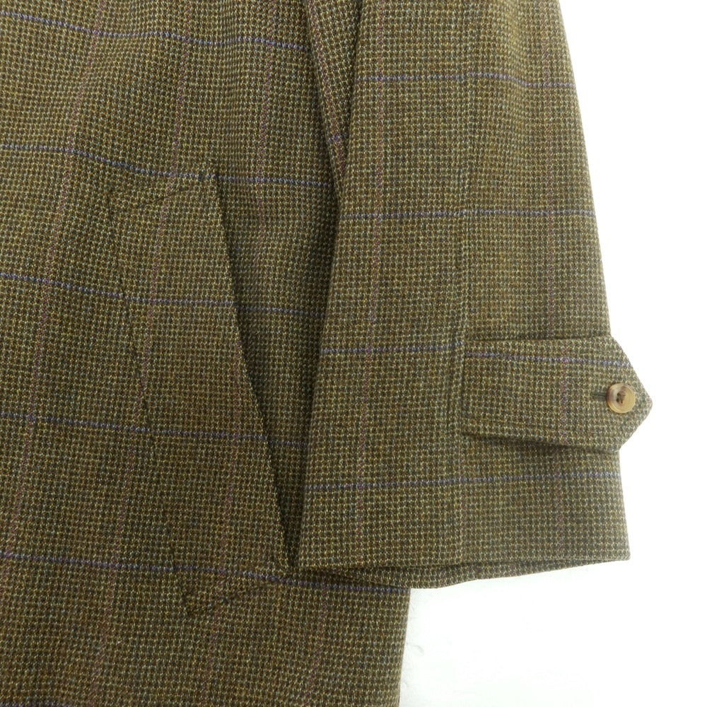 【中古】バタクハウスカット batak house cut ウール チェック ステンカラーコート グリーンxネイビー【 表記なし（L位） 】【 状態ランクB 】【 メンズ 】