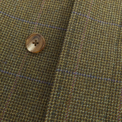 【中古】バタクハウスカット batak house cut ウール チェック ステンカラーコート グリーンxネイビー【 表記なし（L位） 】【 状態ランクB 】【 メンズ 】