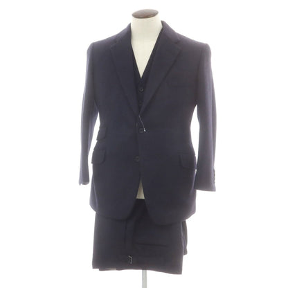 【中古】バタクハウスカット batak house cut ウール スリーピース 3つボタンスーツ ネイビー【 サイズ表記なし（Ｌ位） 】【 状態ランクD 】【 メンズ 】