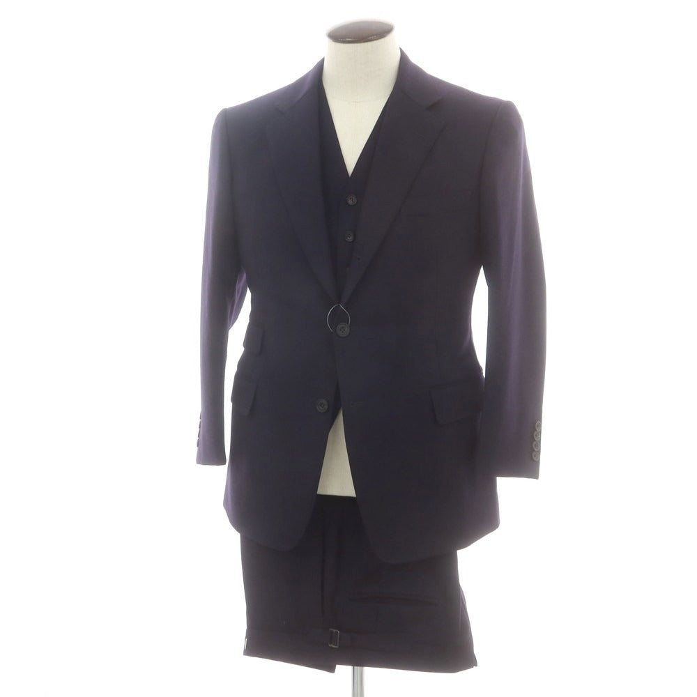 【中古】バタクハウスカット batak house cut ウール スリーピース 3つボタンスーツ ネイビー【 サイズ表記なし（Ｌ位） 】【 状態ランクB 】【 メンズ 】