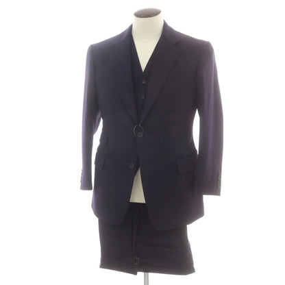 【中古】バタクハウスカット batak house cut ウール スリーピース 3つボタンスーツ ネイビー【 サイズ表記なし（Ｌ位） 】【 状態ランクB 】【 メンズ 】