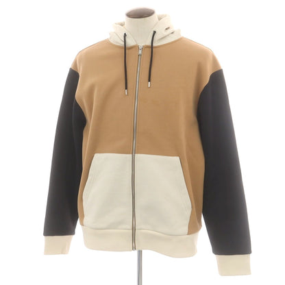 【中古】ヒューゴボス HUGO BOSS コットンポリエステル ジップアップ パーカー ベージュxブラック【 XXL 】【 状態ランクC 】【 メンズ 】