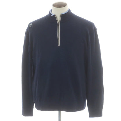 【中古】グレイソン GREYSON ウールカシミヤ ハーフジップ プルオーバーニット ネイビー【 XL 】【 状態ランクC 】【 メンズ 】