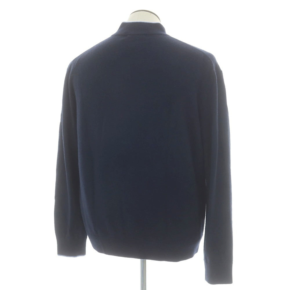 【中古】グレイソン GREYSON ウールカシミヤ ハーフジップ プルオーバーニット ネイビー【 XL 】【 状態ランクC 】【 メンズ 】