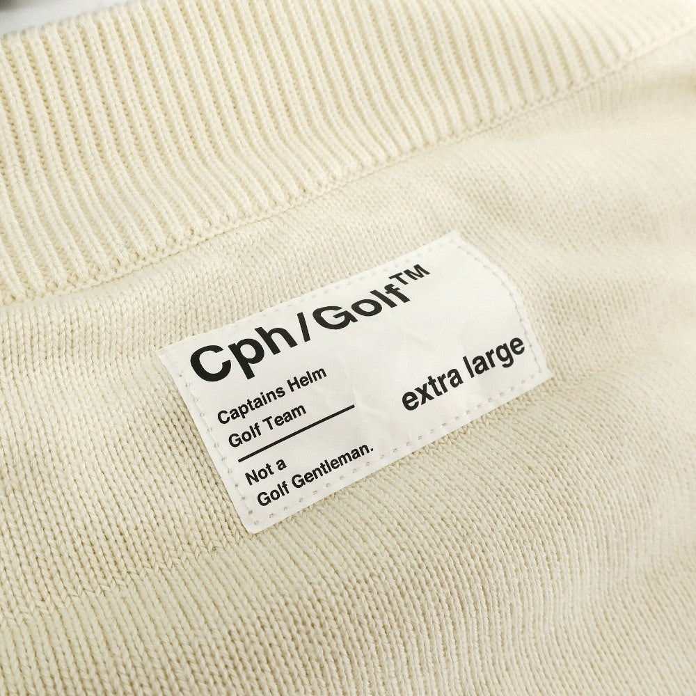 【中古】キャプテンズヘルム ゴルフ CAPTAINS HELM GOLF レーヨンコットン モックネック 刺しゅうロゴ プルオーバーニット ブラックxグリーン【サイズXL】【 状態ランクB 】【 メンズ 】
