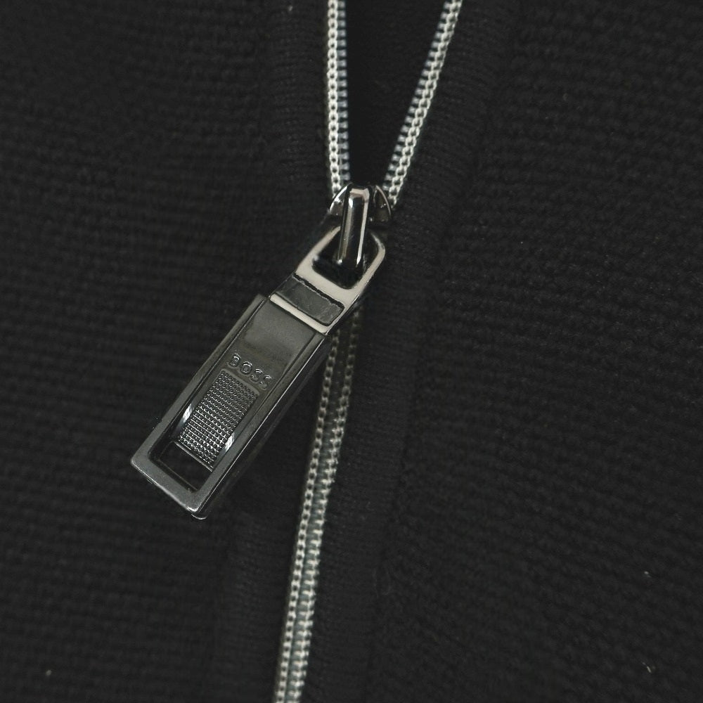 【中古】ボス BOSS コットン ナイロンポリウレタン 切り替えデザイン ハーフジップ プルオーバーニット ブラックxグレー【サイズXXL】【 状態ランクB 】【 メンズ 】