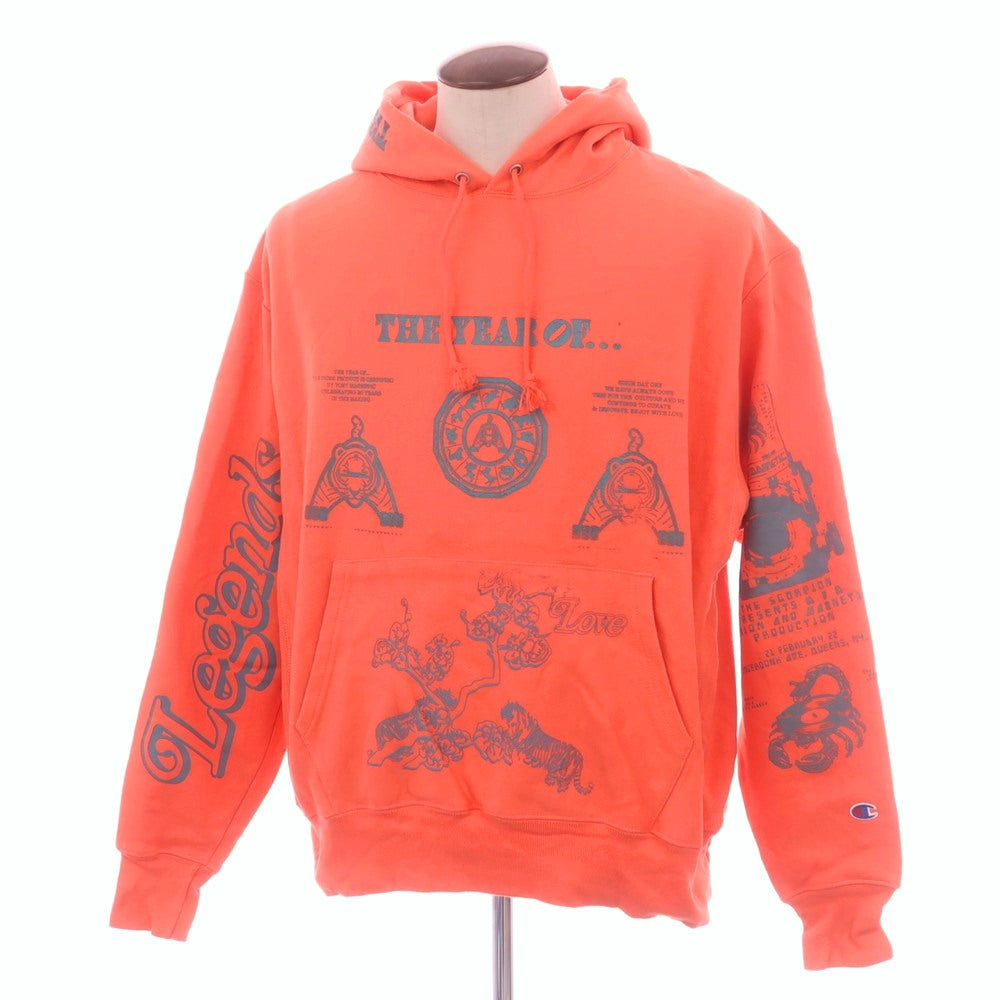 【中古】チャンピオン Champion コットンポリエステル プルオーバー パーカー オレンジ【サイズXL】【 状態ランクC 】【 メンズ 】[CPD]