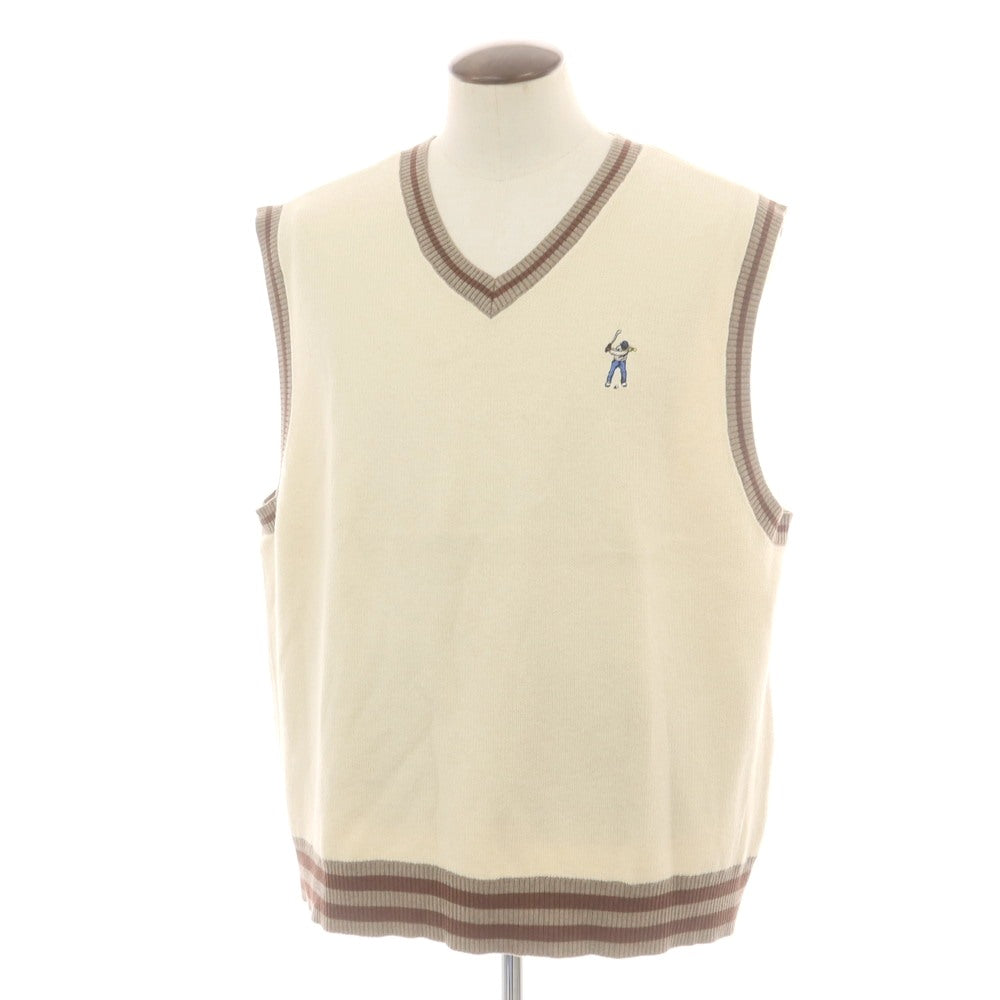【中古】イーストサイドゴルフ Eastside Golf ポリエステルアクリルナイロンウール Vネック ニットベスト ベージュ【サイズ2XL】【 状態ランクB 】【 メンズ 】[CPD]