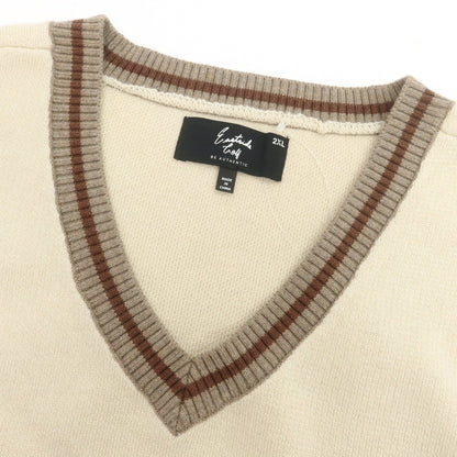 【中古】イーストサイドゴルフ Eastside Golf ポリエステルアクリルナイロンウール Vネック ニットベスト ベージュ【 2XL 】【 状態ランクB 】【 メンズ 】