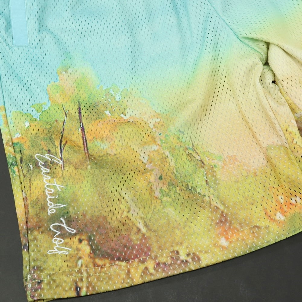 【中古】イーストサイドゴルフ Eastside Golf ポリエステル メッシュ ショートパンツ ティファニーブルーxイエロー【サイズXL】【 状態ランクB 】【 メンズ 】