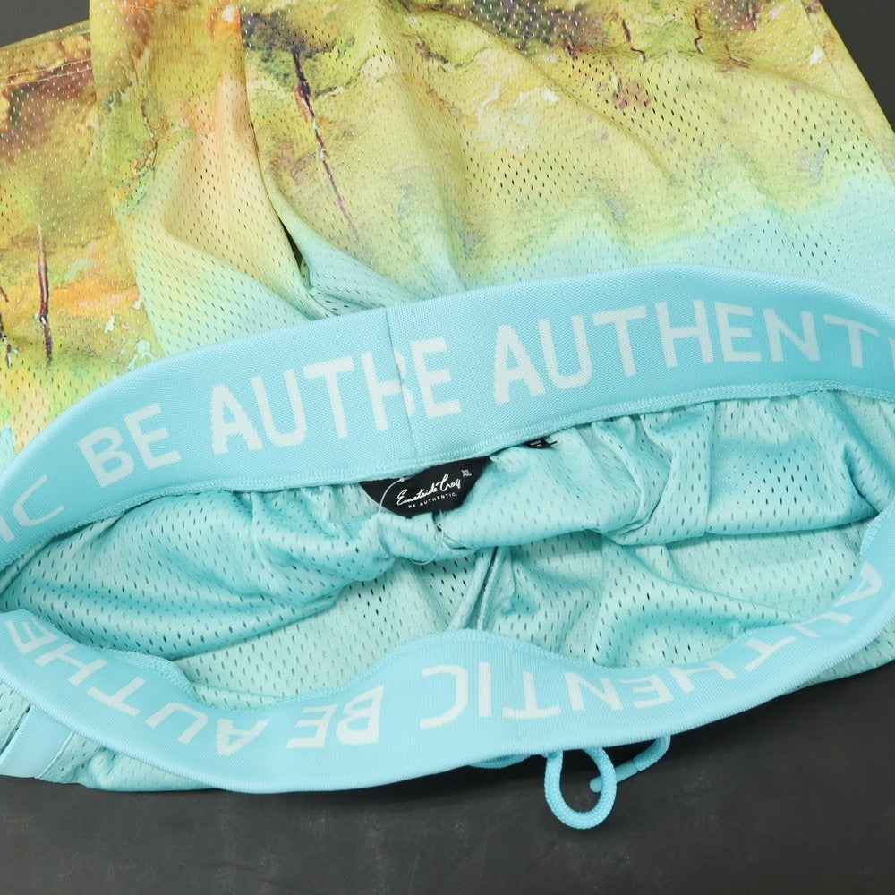 【中古】イーストサイドゴルフ Eastside Golf ポリエステル メッシュ ショートパンツ ティファニーブルーxイエロー【サイズXL】【 状態ランクB 】【 メンズ 】