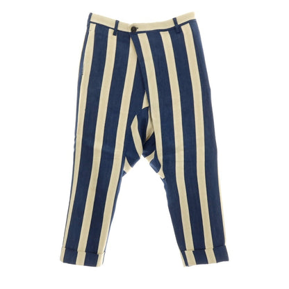 【中古】ガブリエレ パジーニ Gabriele Pasini リネンシルクコットン ストライプ 3つボタンスーツ セットアップ ネイビーxベージュ【サイズ上48/下46】【 状態ランクB 】【 メンズ 】