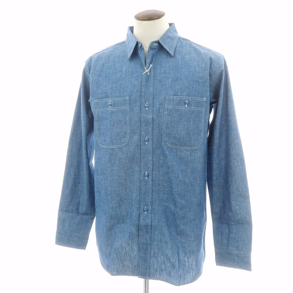 【中古】ジョン グラッコー JOHN GLUCKOW ダンガリー カジュアルシャツ ブルー【 42 】【 状態ランクA 】【 メンズ+A8 】