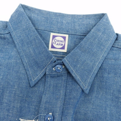 【中古】ジョン グラッコー JOHN GLUCKOW ダンガリー カジュアルシャツ ブルー【 42 】【 状態ランクA 】【 メンズ+A8 】