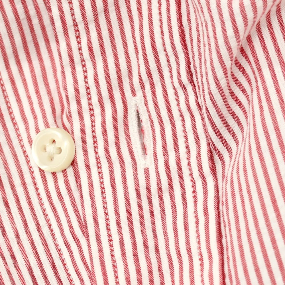 【中古】ポロ ラルフローレン Polo Ralph Lauren コットン シアサッカー ストライプ ボタンダウン 半袖シャツ レッドxホワイト【 サイズXL 】【 状態ランクB 】【 メンズ 】 [BPD]