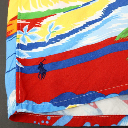 【中古】ポロ ラルフローレン Polo Ralph Lauren レーヨン プリント オープンカラー 半袖シャツ レッドxマルチカラー【サイズM】【 状態ランクB 】【 メンズ 】
