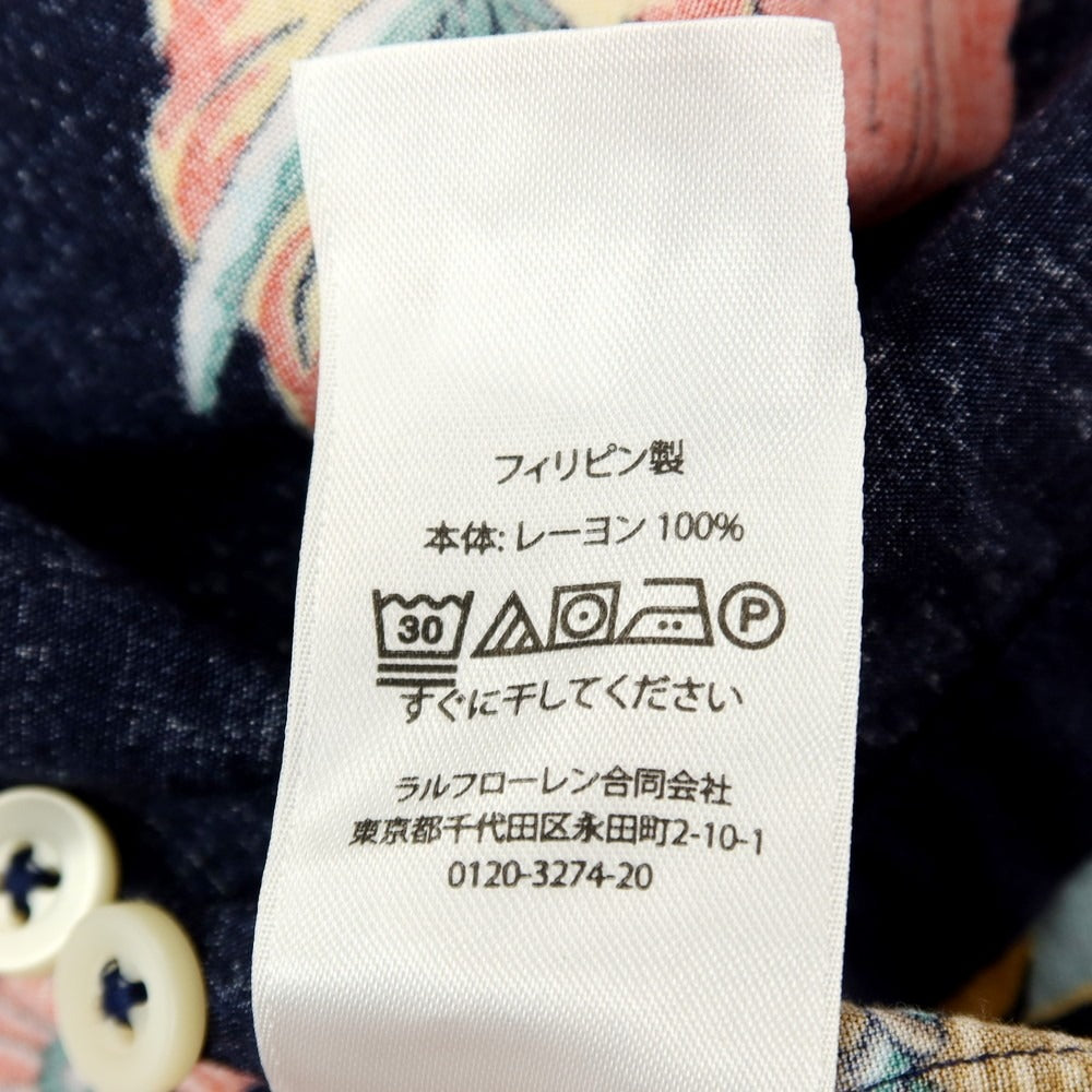 【中古】ポロ ラルフローレン Polo Ralph Lauren レーヨン ボタニカル柄 オープンカラー 半袖シャツ ネイビーxマルチカラー【サイズL】【 状態ランクB 】【 メンズ 】