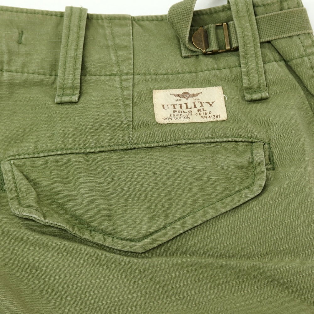 【中古】ポロ ラルフローレン Polo Ralph Lauren リップストップ コットン カーゴ ショートパンツ オリーブ【 32 】【 状態ランクC 】【 メンズ 】 []