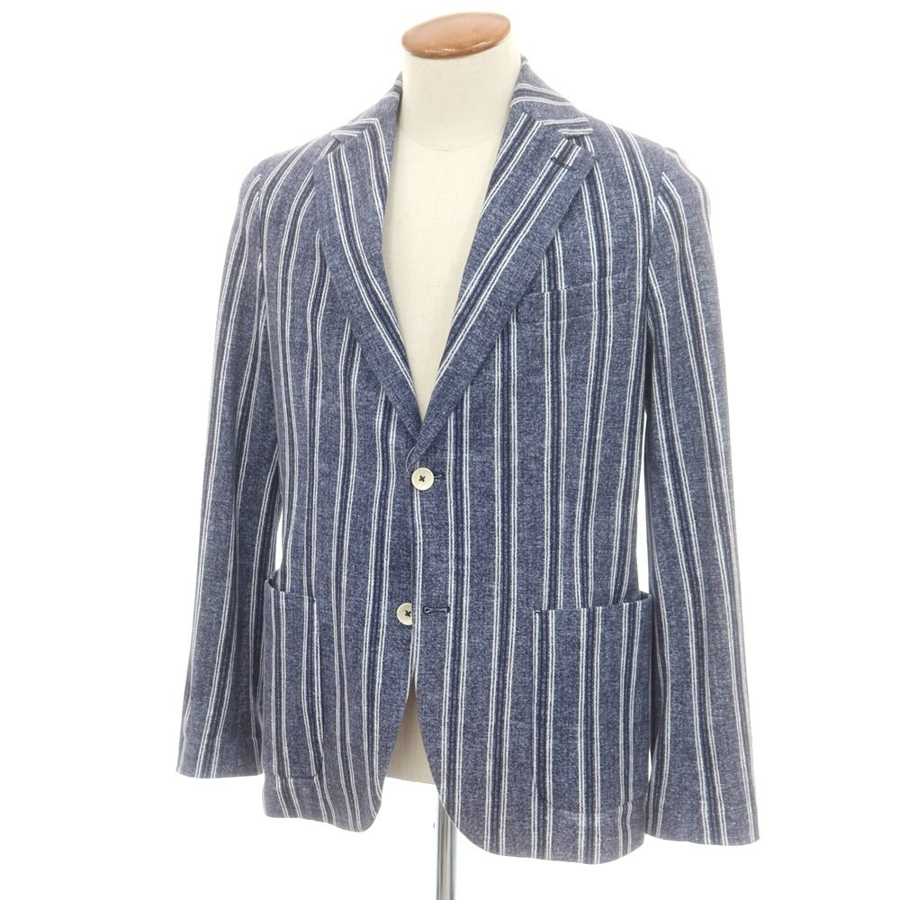 【中古】チルコロ1901 CIRCOLO 1901 ジャージーコットン ストライプ カジュアルジャケット ネイビー【 48 】【 状態ランクC 】【 メンズ 】