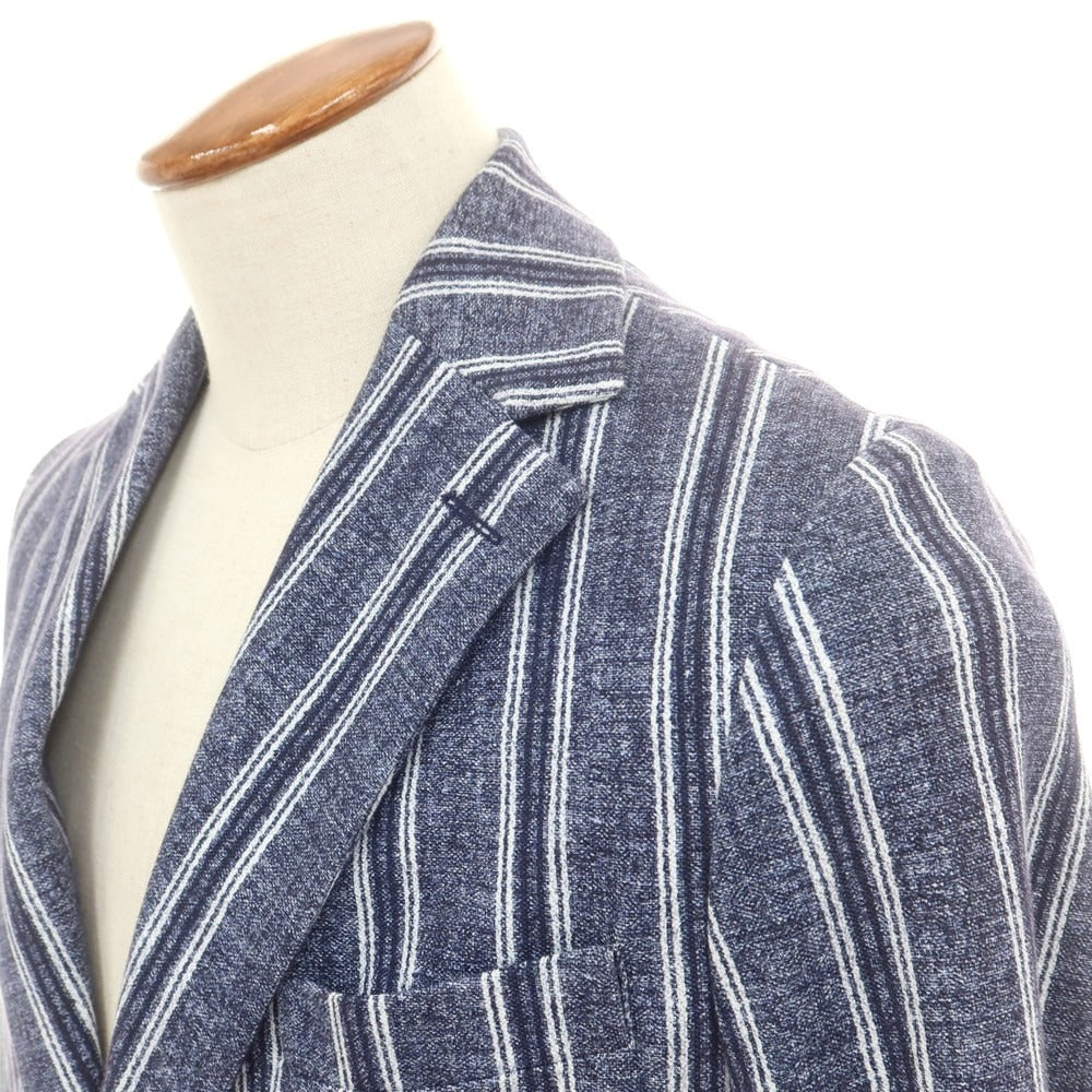 【中古】チルコロ1901 CIRCOLO 1901 ジャージーコットン ストライプ カジュアルジャケット ネイビー【 48 】【 状態ランクC 】【 メンズ 】