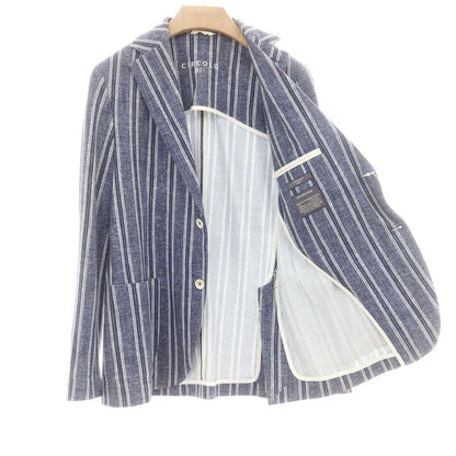 【中古】チルコロ1901 CIRCOLO 1901 ジャージーコットン ストライプ カジュアルジャケット ネイビー【 48 】【 状態ランクC 】【 メンズ 】