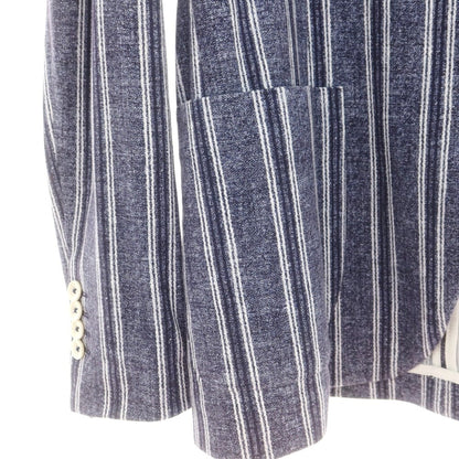 【中古】チルコロ1901 CIRCOLO 1901 ジャージーコットン ストライプ カジュアルジャケット ネイビー【 48 】【 状態ランクC 】【 メンズ 】