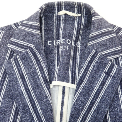 【中古】チルコロ1901 CIRCOLO 1901 ジャージーコットン ストライプ カジュアルジャケット ネイビー【 48 】【 状態ランクC 】【 メンズ 】