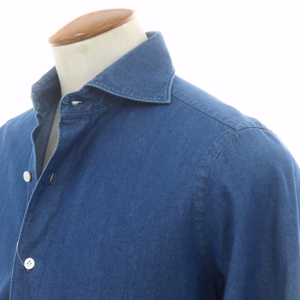 【中古】フィナモレ Finamore シャンブレー カジュアルシャツ ブルー【 39 】【 状態ランクC 】【 メンズ 】