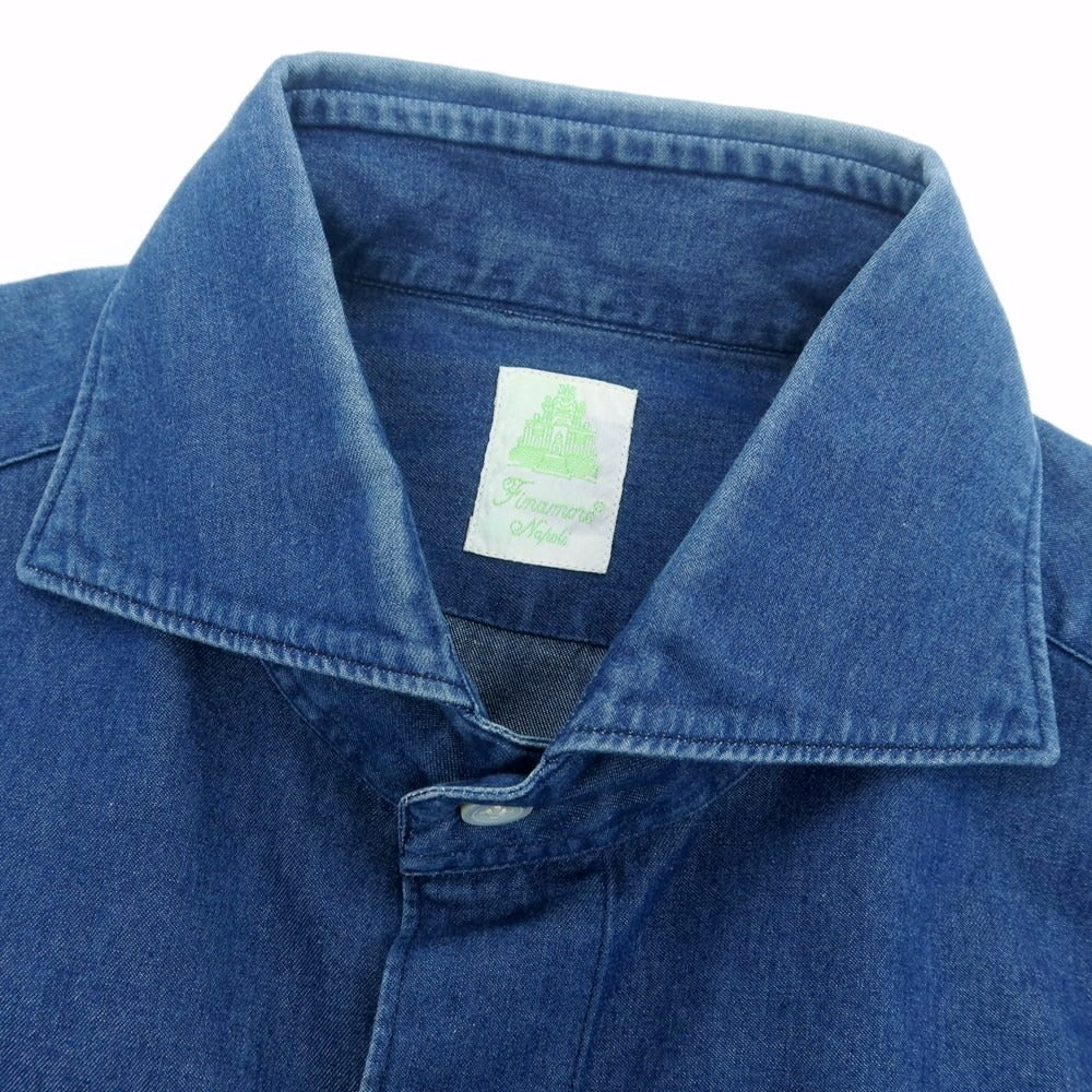 【中古】フィナモレ Finamore シャンブレー カジュアルシャツ ブルー【 39 】【 状態ランクC 】【 メンズ 】