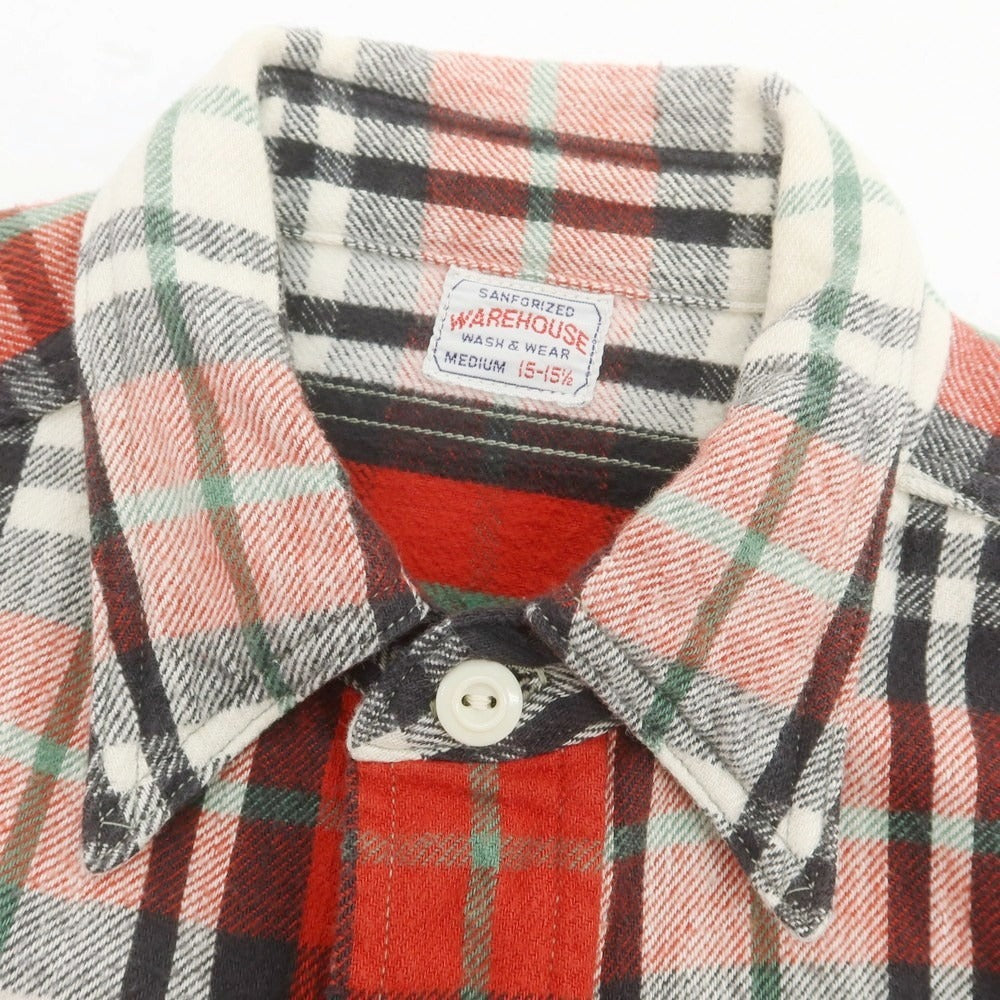 【中古】ウエアハウス ウェアハウス WAREHOUSE チェック ネルシャツ レッド系【サイズＭ】【 状態ランクB 】【 メンズ 】[CPD]