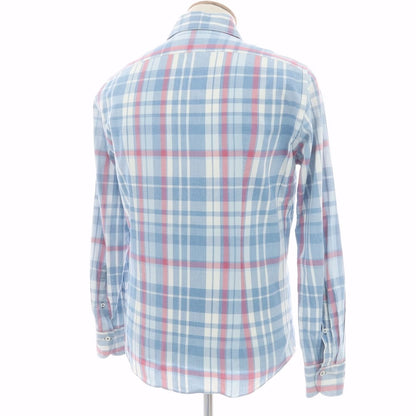 【中古】ジャンネット giannetto チェック カジュアルシャツ ライトブルーxピンク【 39 】【 状態ランクC 】【 メンズ 】