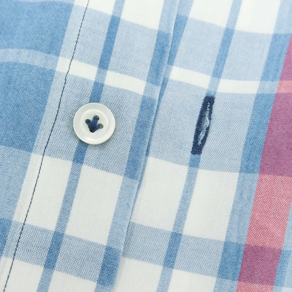 【中古】ジャンネット giannetto チェック カジュアルシャツ ライトブルーxピンク【 39 】【 状態ランクC 】【 メンズ 】