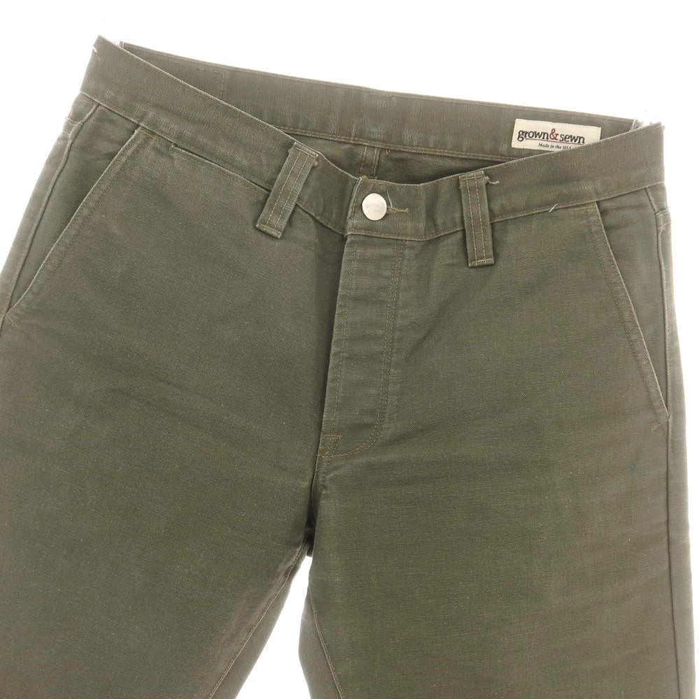 【中古】グロウンアンドソーン grown&amp;sewn コットン ワークパンツ カーキオリーブ【 31 】【 状態ランクB 】【 メンズ 】