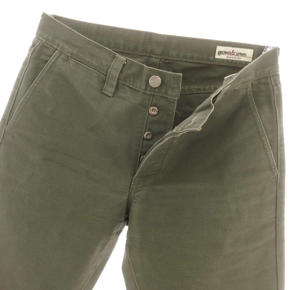 【中古】グロウンアンドソーン grown&amp;sewn コットン ワークパンツ カーキオリーブ【 31 】【 状態ランクB 】【 メンズ 】