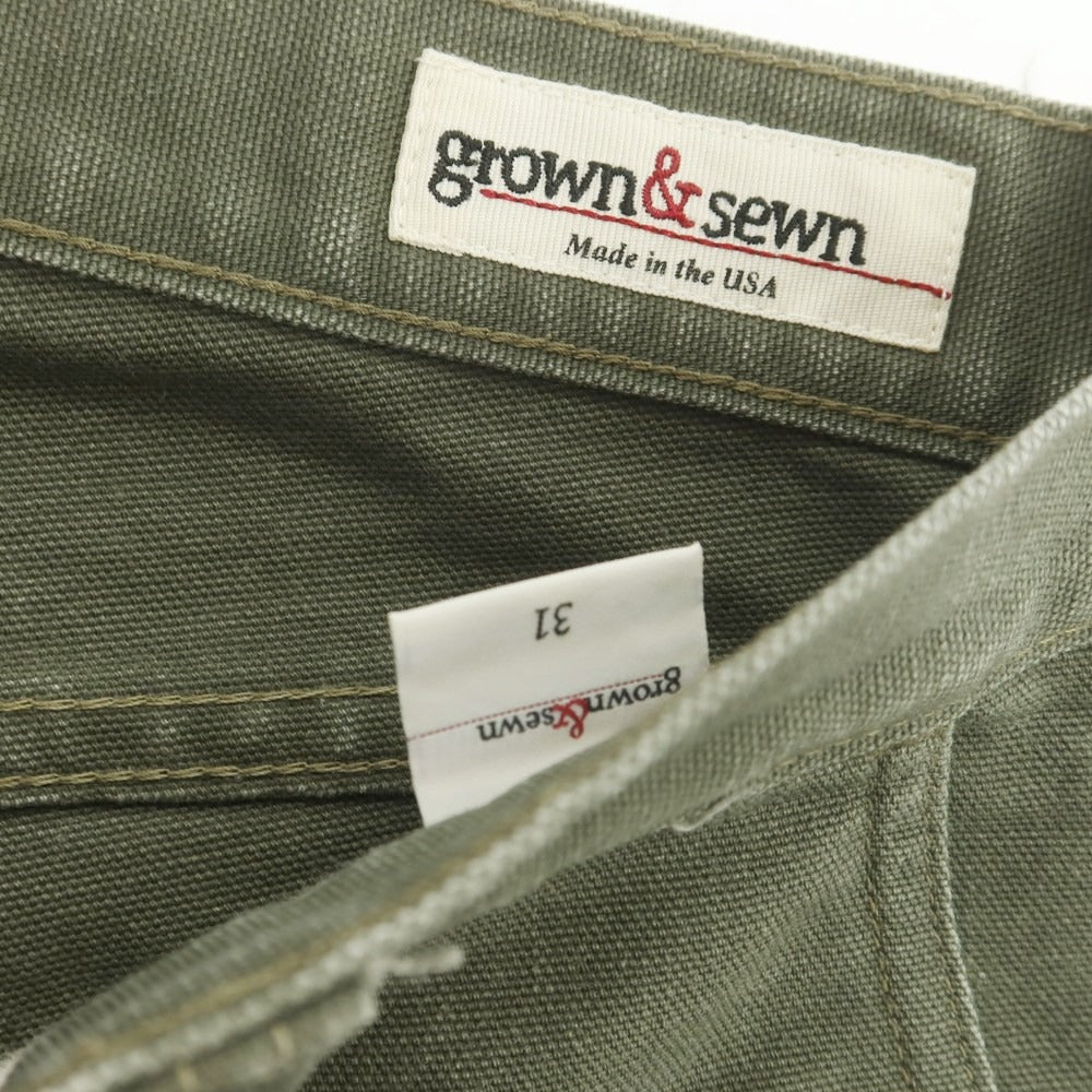 【中古】グロウンアンドソーン grown&amp;sewn コットン ワークパンツ カーキオリーブ【 31 】【 状態ランクB 】【 メンズ 】