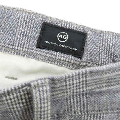 【中古】エージー アドリアーノゴールドシュミット AG Adriano Goldschmied ストレッチコットン グレンチェック カジュアルスラックスパンツ クールグレー系【 30 】【 状態ランクB 】【 メンズ 】