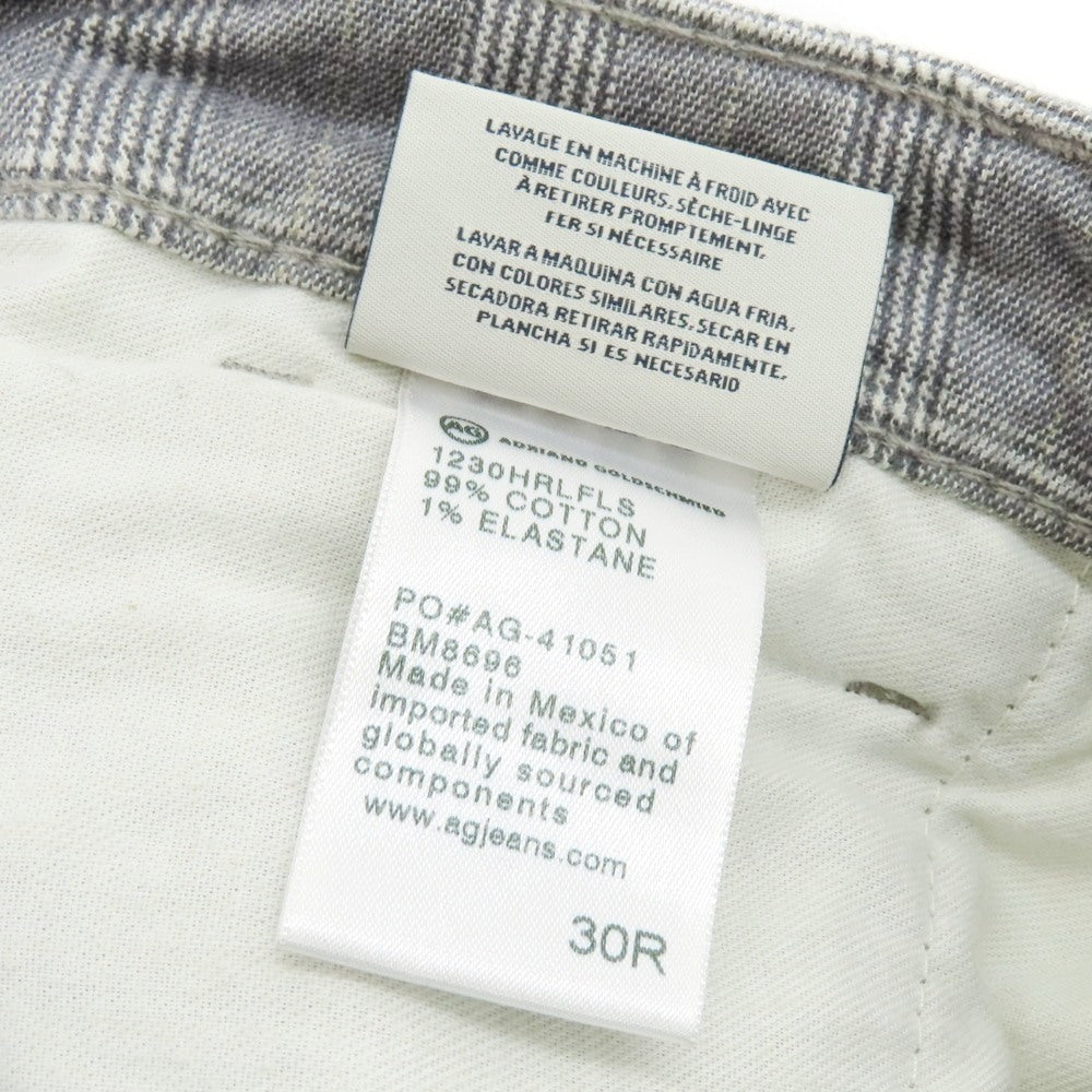 【中古】エージー アドリアーノゴールドシュミット AG Adriano Goldschmied ストレッチコットン グレンチェック カジュアルスラックスパンツ クールグレー系【 30 】【 状態ランクB 】【 メンズ 】