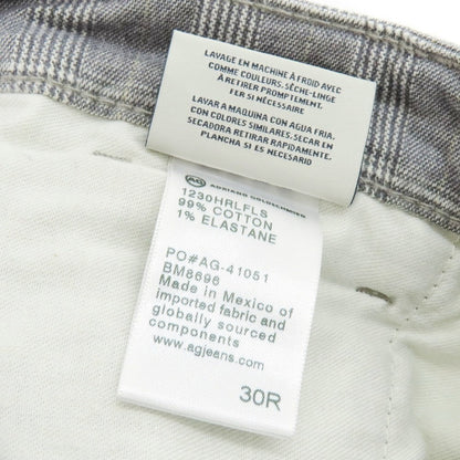 【中古】エージー アドリアーノゴールドシュミット AG Adriano Goldschmied ストレッチコットン グレンチェック カジュアルスラックスパンツ クールグレー系【 30 】【 状態ランクB 】【 メンズ 】