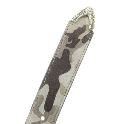 【中古】ティベリオフェレッティ TIBERIO FERRETTI カモフラージュ柄 スエード レザー ベルト グレーxブラック【 80 】【 状態ランクB 】【 メンズ 】