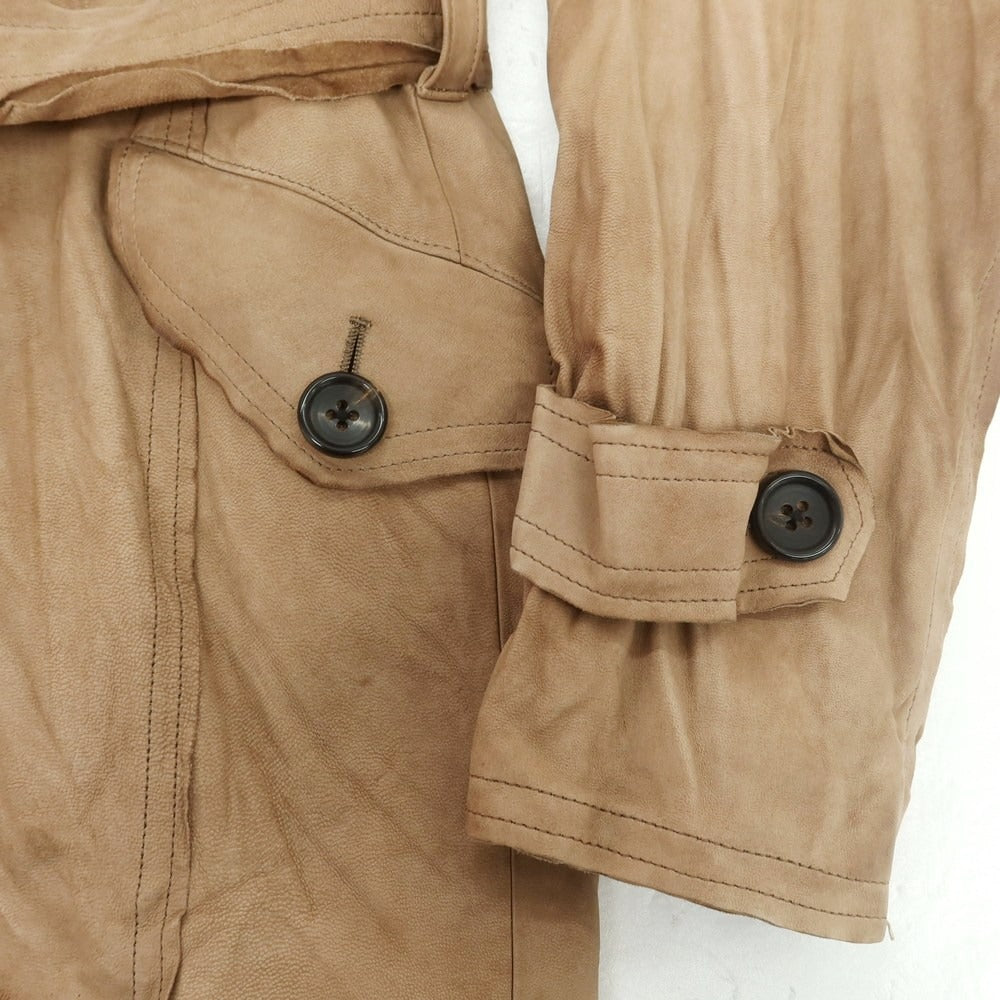 【中古】ゴーサンゴーイチプールオム 5351 POUR LES HOMMES ゴートレザー ウォッシャブル トレンチコート ブラウンベージュ【サイズ3】【 状態ランクC 】【 メンズ 】[CPD]