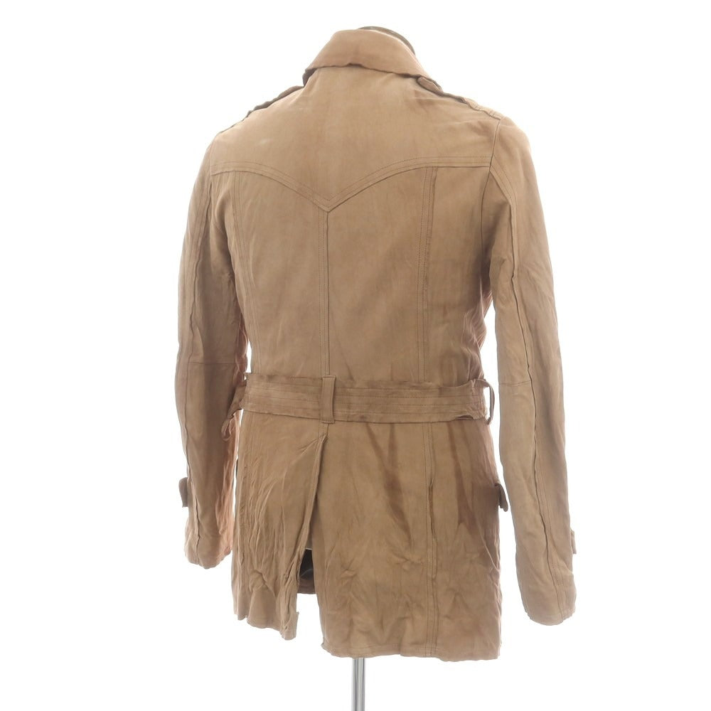 【中古】ゴーサンゴーイチプールオム 5351 POUR LES HOMMES ゴートレザー ウォッシャブル トレンチコート ブラウンベージュ【 3 】【 状態ランクC 】【 メンズ 】